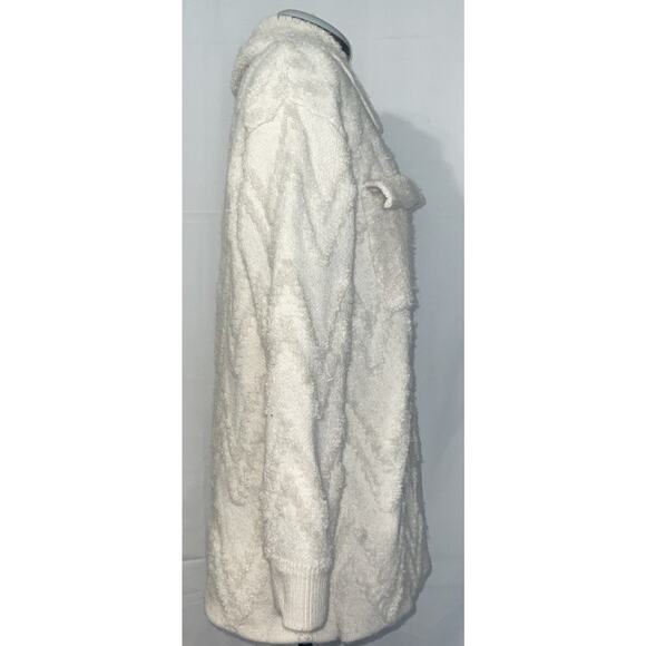 Anthropologie Shirt Jacket Medium Shacket Zig Zag Button Down Oatmeal Color - Picture 2 of 11